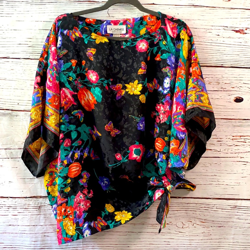 Vintage LA Chemise Floral Flutter Top Large